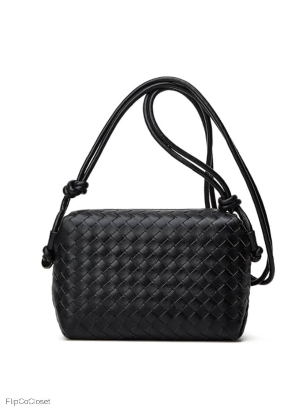 Vegan Leather Woven Crossbody Handbag